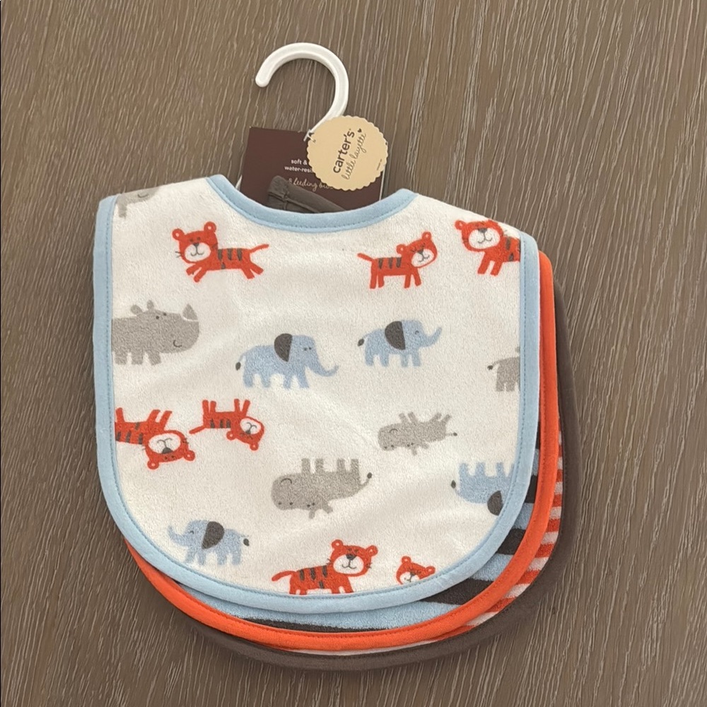 Carter's Bib Set with Stripes and Animal Print